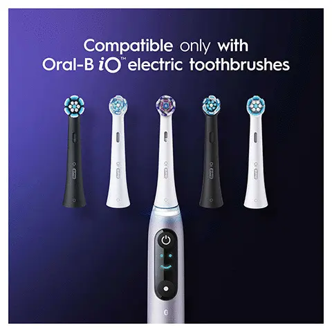 Compatible only with Oral-B io electric toothbrushes. Replace brush head regularly. Polishing petals. Radiant white.
