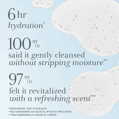 Image 1, ﻿ 6hr hydration 100% said it gently cleansed without stripping moisture“ 97% felt it revitalized with a refreshing scent *INSTRUMENTAL TEST, 30 SUBJECTS **SELF-ASSESSMENT, 61 SUBJECTS, AFTER 1ST APPLICATION ***SELF-ASSESSMENT, 61 SUBJECTS, 4 WEEKS Image 2, ﻿ Skin-loving BODYCARE VITAMINS C & E helps to protect and soften skin S GLYCERIN helps skin retain moisture